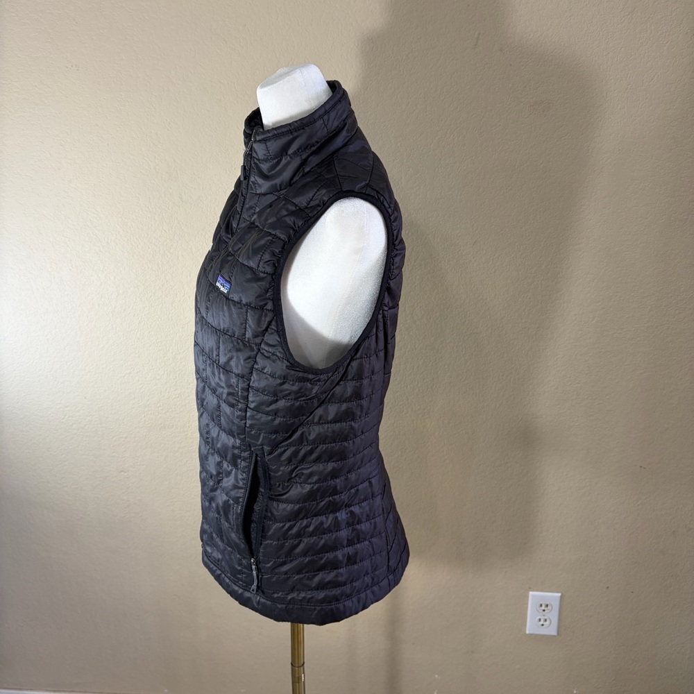 Patagonia Vest Womens Sz M Black Nano Puff Full Zip Filled Light Puffer *LOGO - Picture 6 of 11